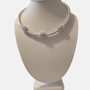 Chunky Stainless Steel Choker Necklace With Cubic Zirconia